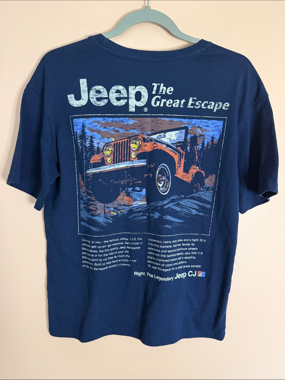 Jeep Short Sleeve Graphic Tee - Navy Blue with Orange Accent